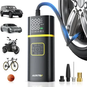 AUXITO Tire Inflator Portable Air Compressor 150PSI Air Pump for Car Tires with Digital Pressure Gauge, Rechargeable Battery, Emergency LED Light for Car Motorcycle Bike Ball