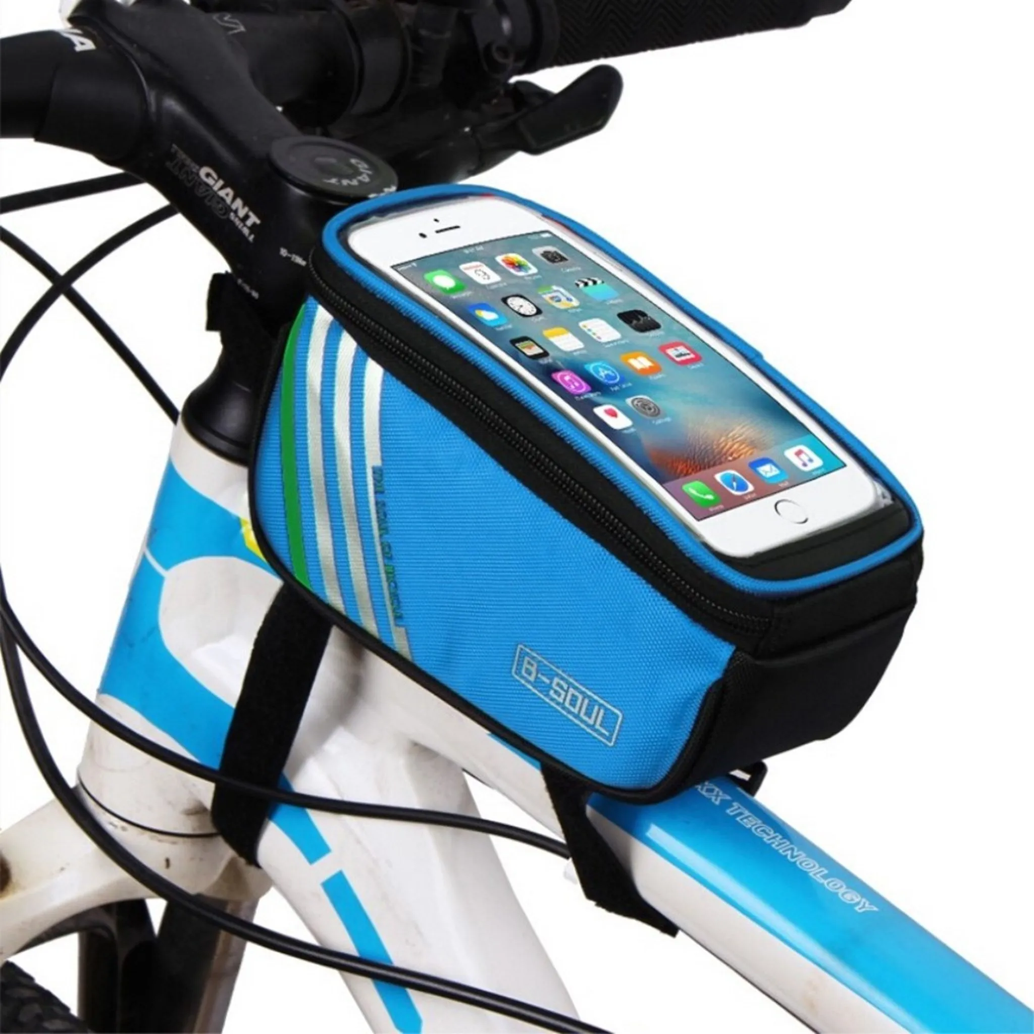 B-SOUL bicycle bike storage bag with touch screen view - Blue