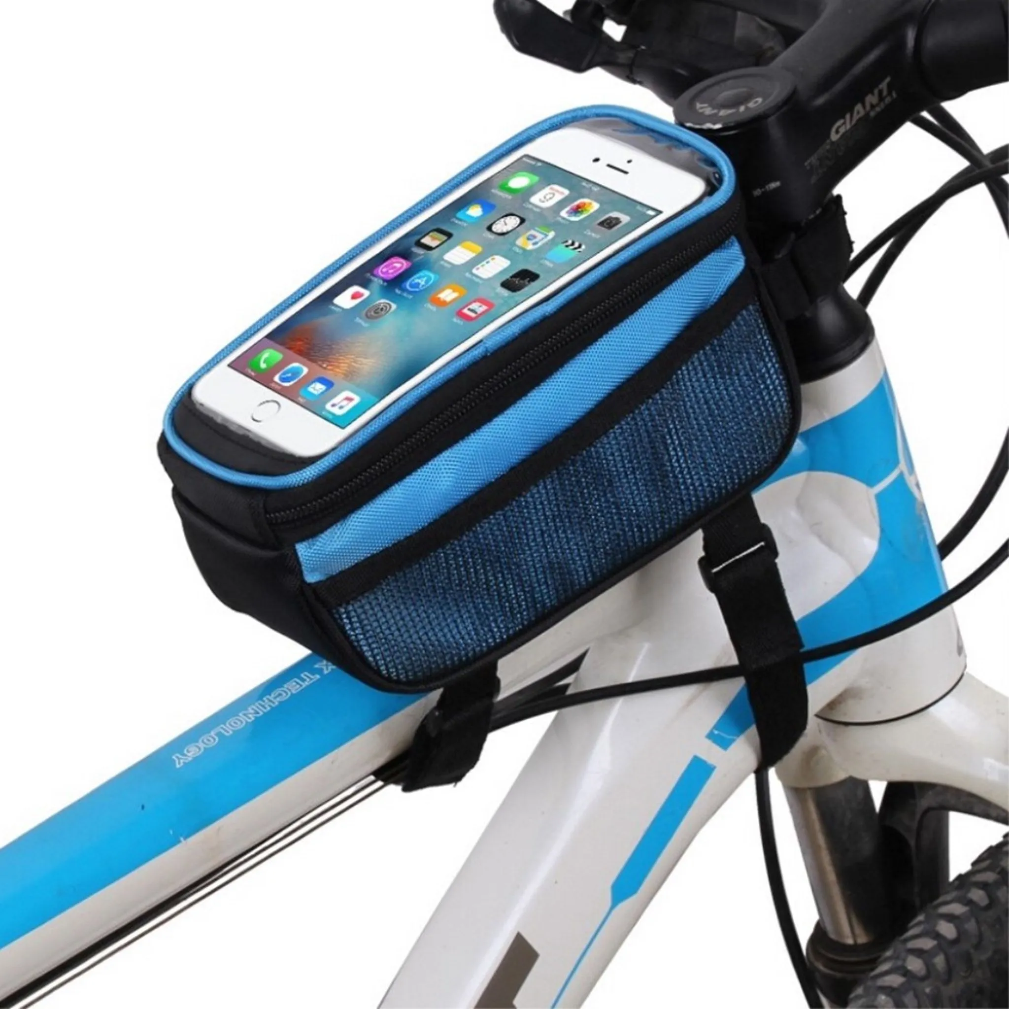 B-SOUL bicycle bike storage bag with touch screen view - Blue