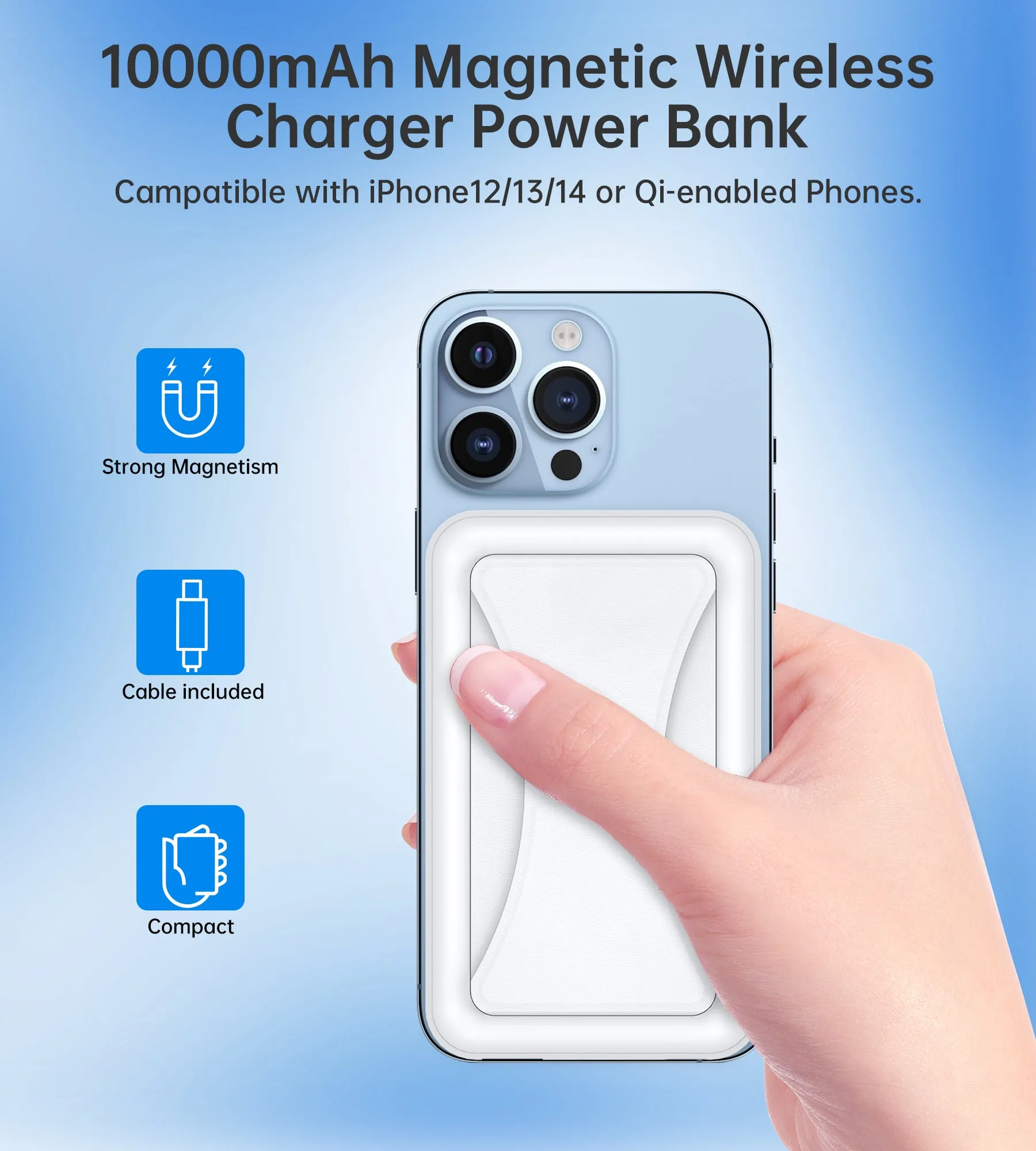 B663 Choetech Magnetic Wireless Charger 10,000mAh Power Bank