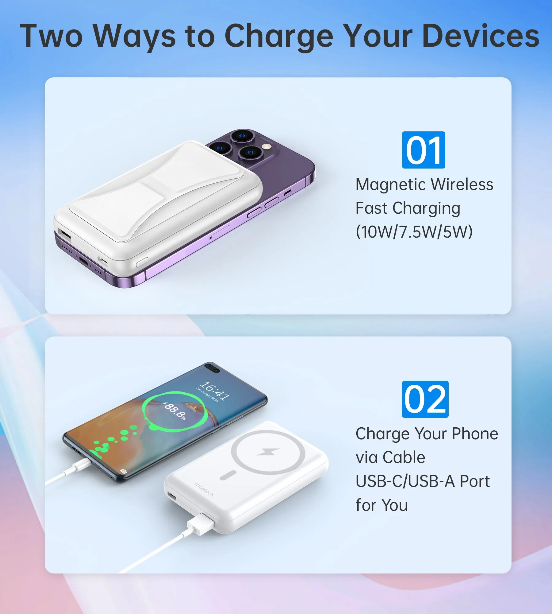 B663 Choetech Magnetic Wireless Charger 10,000mAh Power Bank