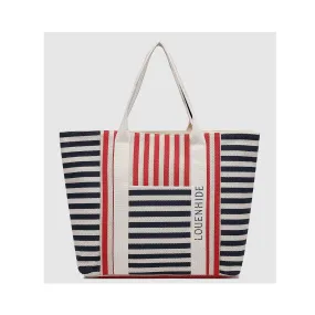 Bag Beach Sorrento Canvas - Navy & Red Stripe