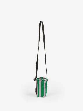 BAGGU Puffy Water Bottle Sling - Pink Green Awning Stripe