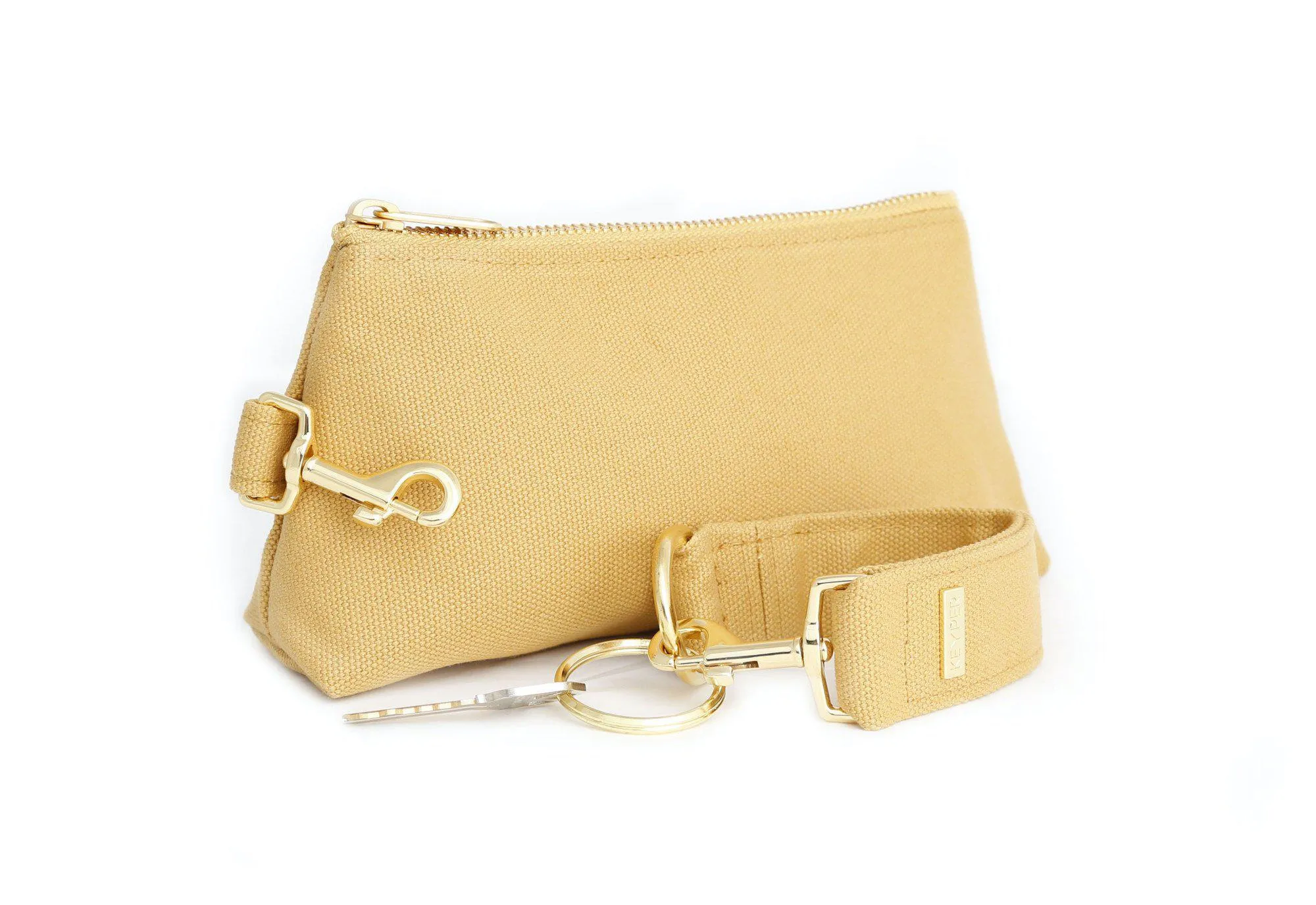 Beige CANVAS 2-Piece KEYPIT Set • Wristlet