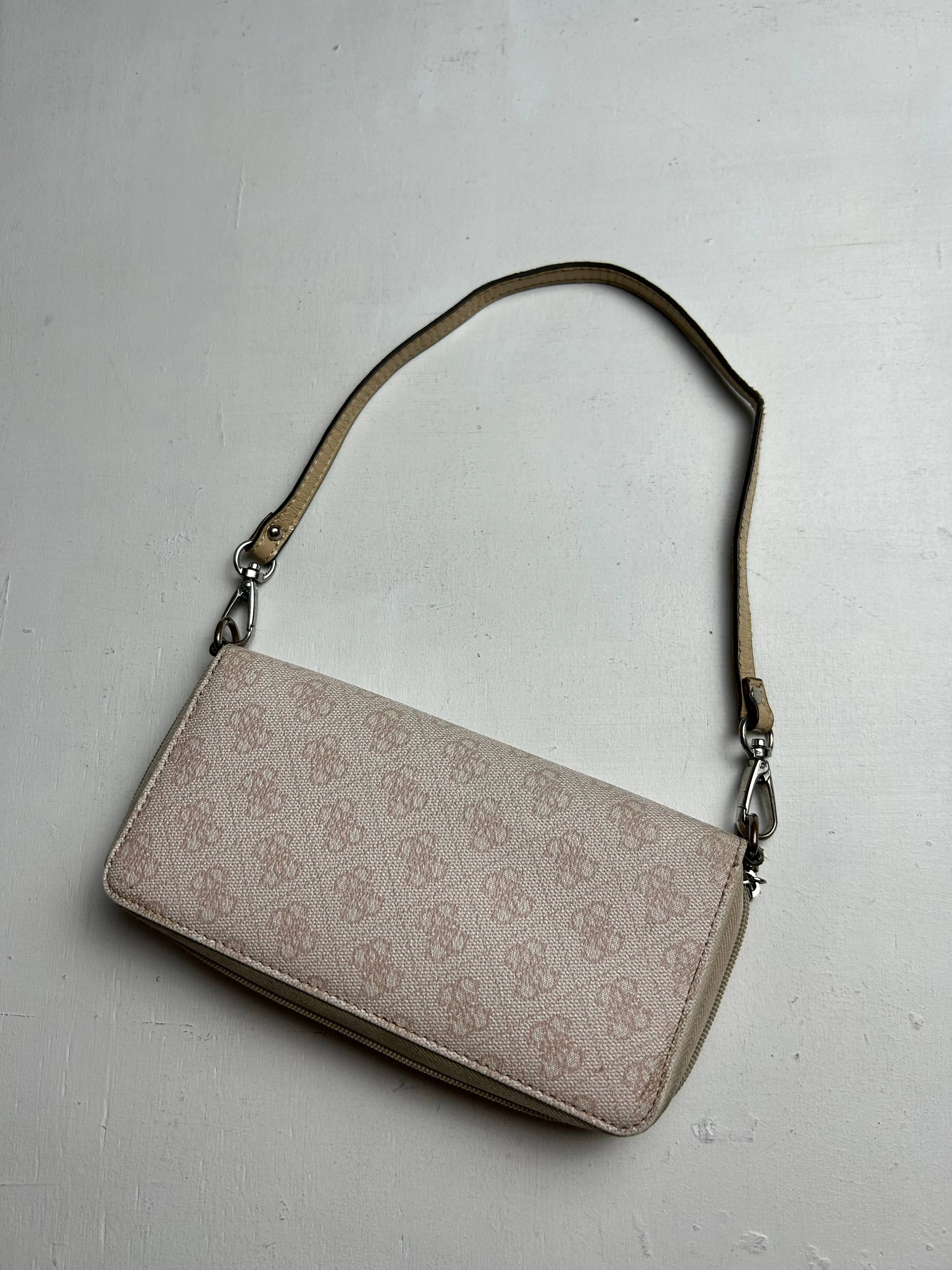 Beige cream monogram y2k vintage wallet small shoulder bag