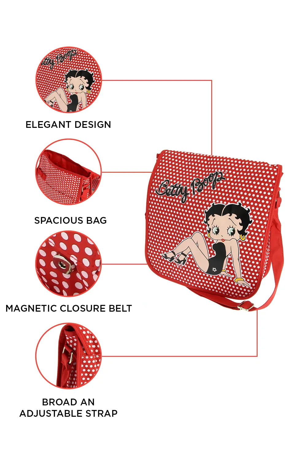 Betty Boop Polka Dot Messenger Bag