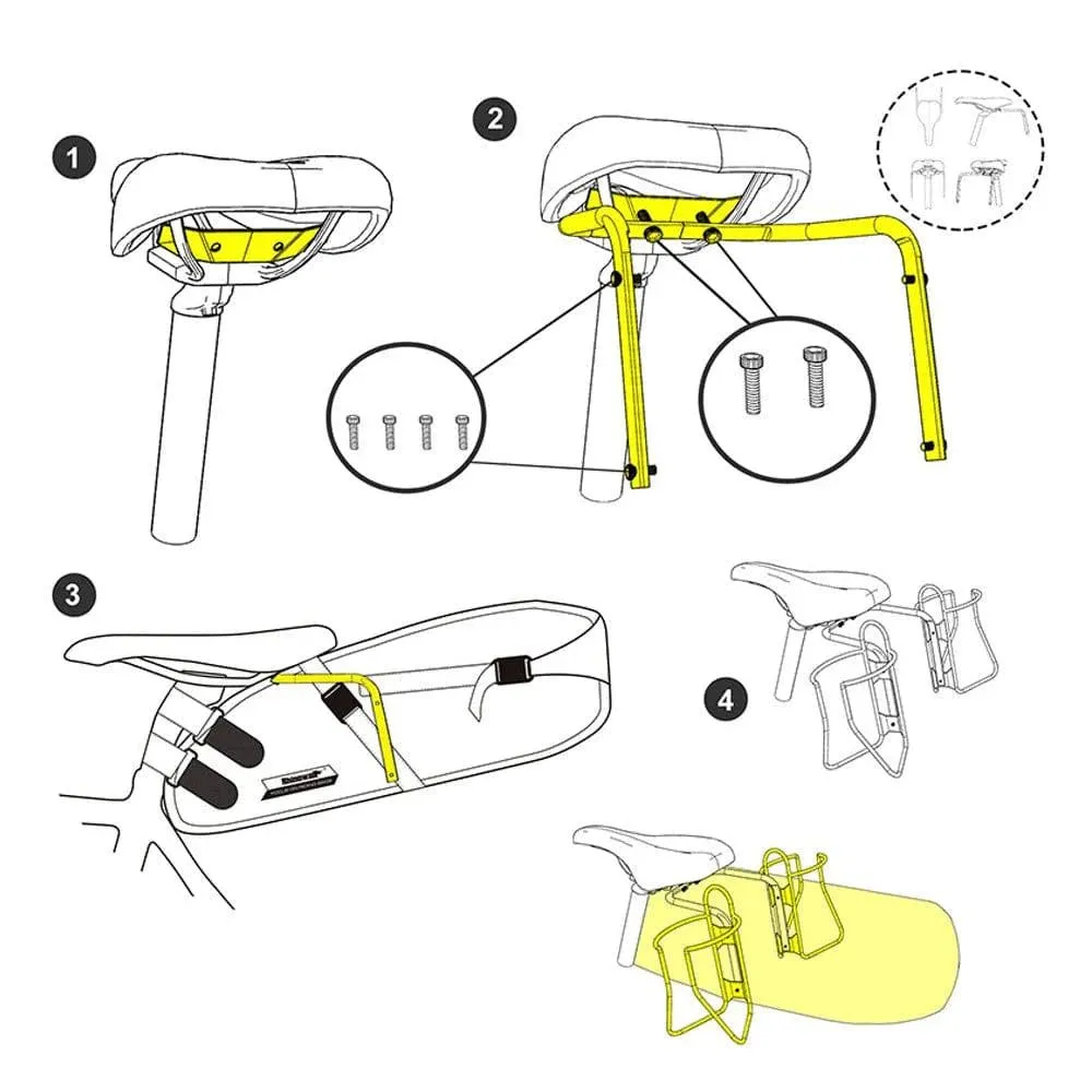 Bike Saddle Bag Stabilizer Bracket Bicycle Tail Bag Mount Rear Rack AntiSway with Bottle Cage Mounting Holes for Bike