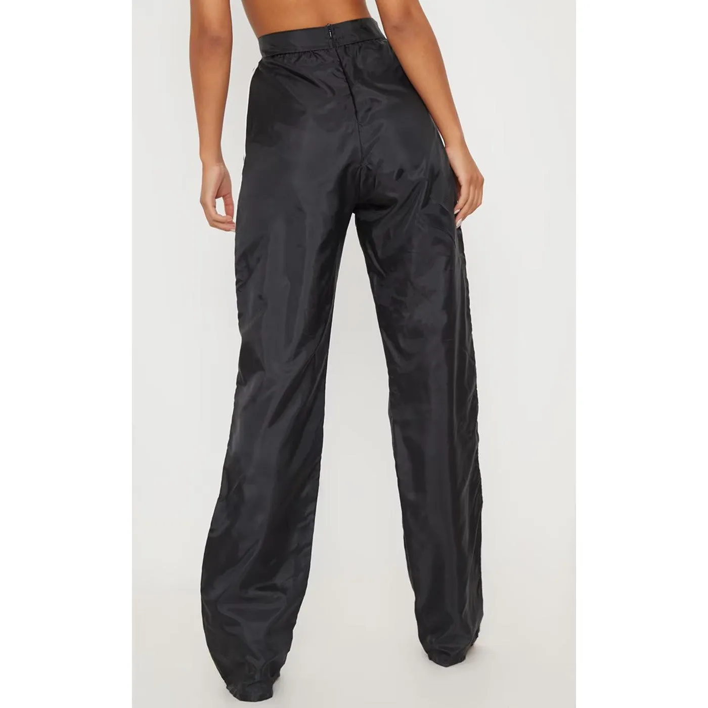 Black Contrast Binding Wide Leg Trousers