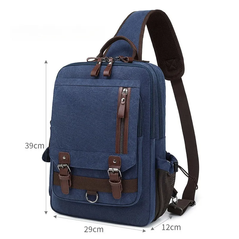 Black School Canvas Large Sling Bag For Men Business Canvas Sling Bag For Big Men