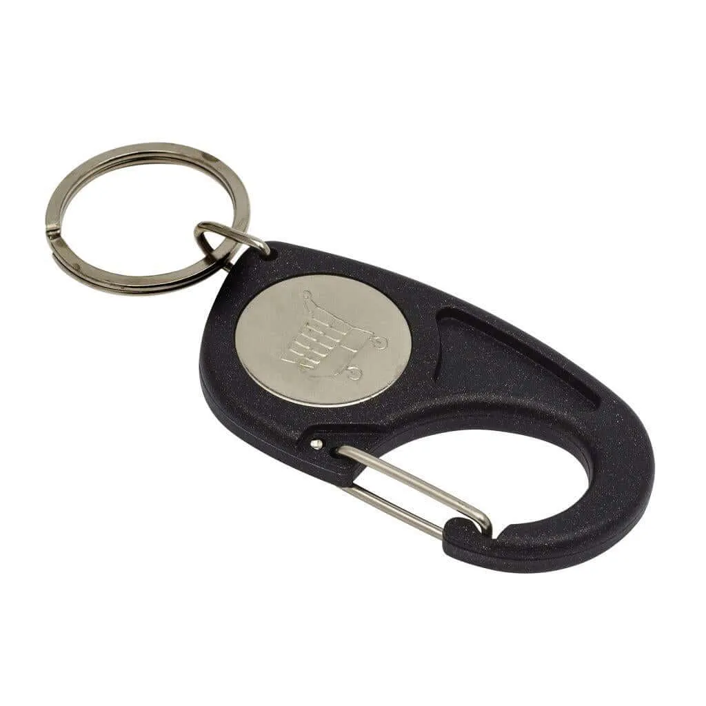 Blank Plastic 25mm Insert Carabiner Trolley Coin Keyring - Pack of 10