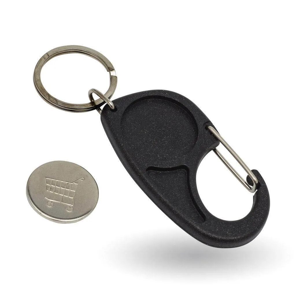 Blank Plastic 25mm Insert Carabiner Trolley Coin Keyring - Pack of 10