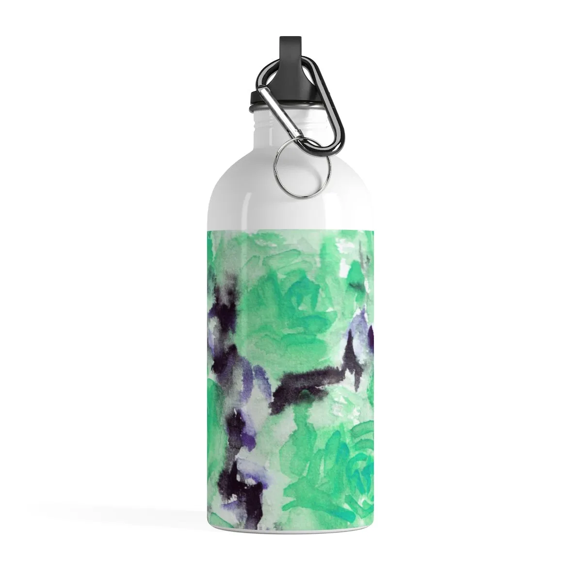 Blue Rose Water Bottle, Floral Print Stainless Steel 14 oz Large Water Bottle - Printed in USA