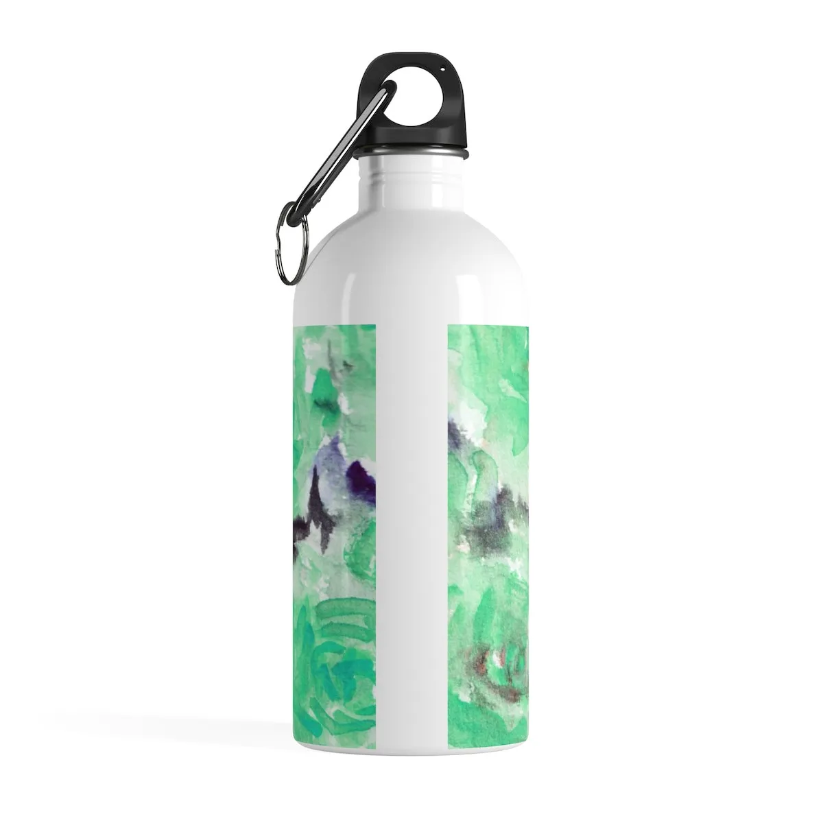 Blue Rose Water Bottle, Floral Print Stainless Steel 14 oz Large Water Bottle - Printed in USA