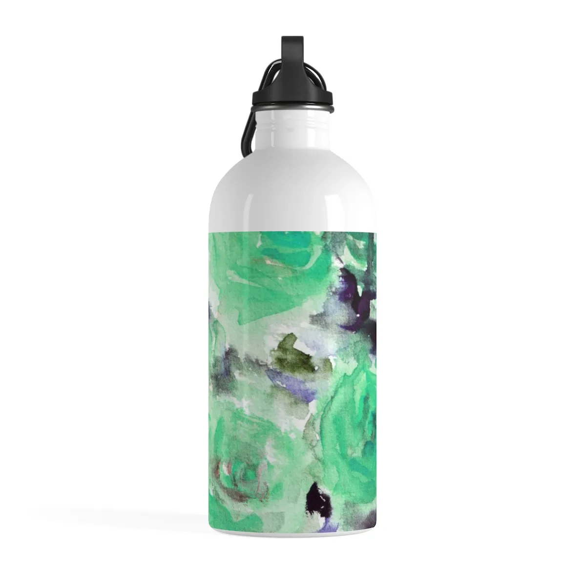 Blue Rose Water Bottle, Floral Print Stainless Steel 14 oz Large Water Bottle - Printed in USA