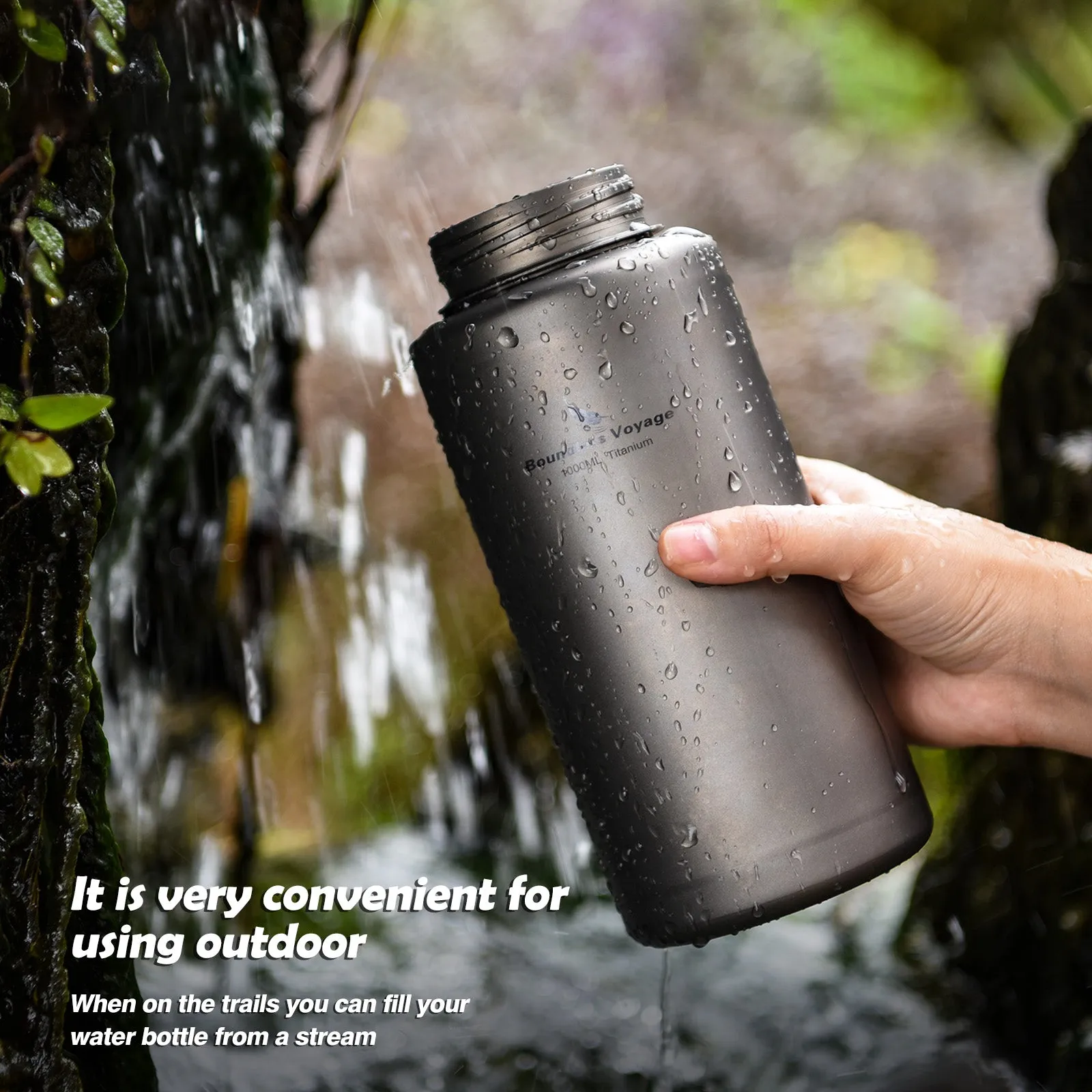 Boundless Voyage Titanium Bottle 1 Liter Single-layer Sports Water Bottle Ultralight Leakproof Drinkware for Outdoor Camping Hiking