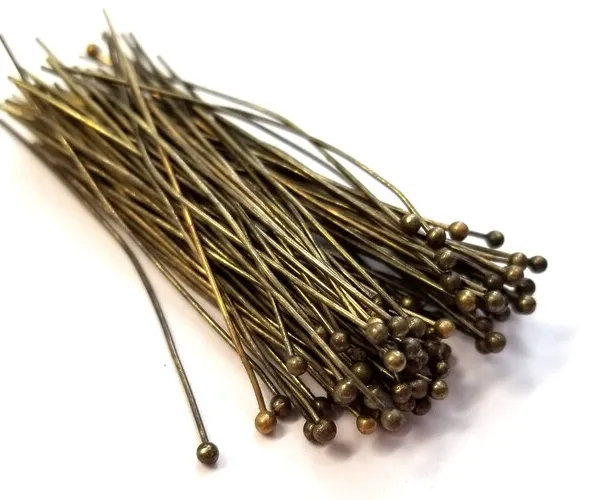 Bronze Plated Brass 2 inch, 22g Ball headpins with a 2mm Ball - 100 per bag