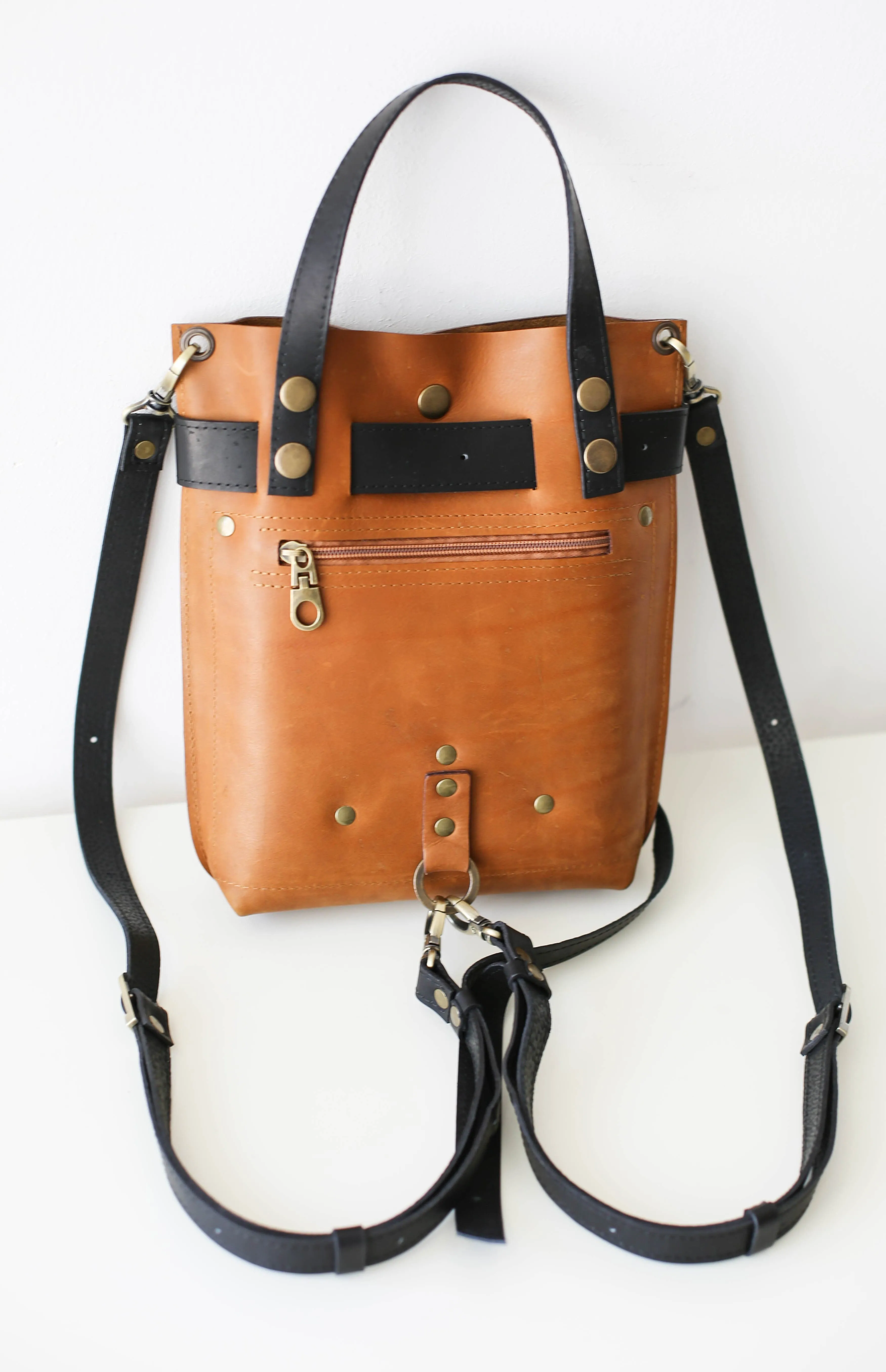 Brown Mini Leather Backpack (dual color)