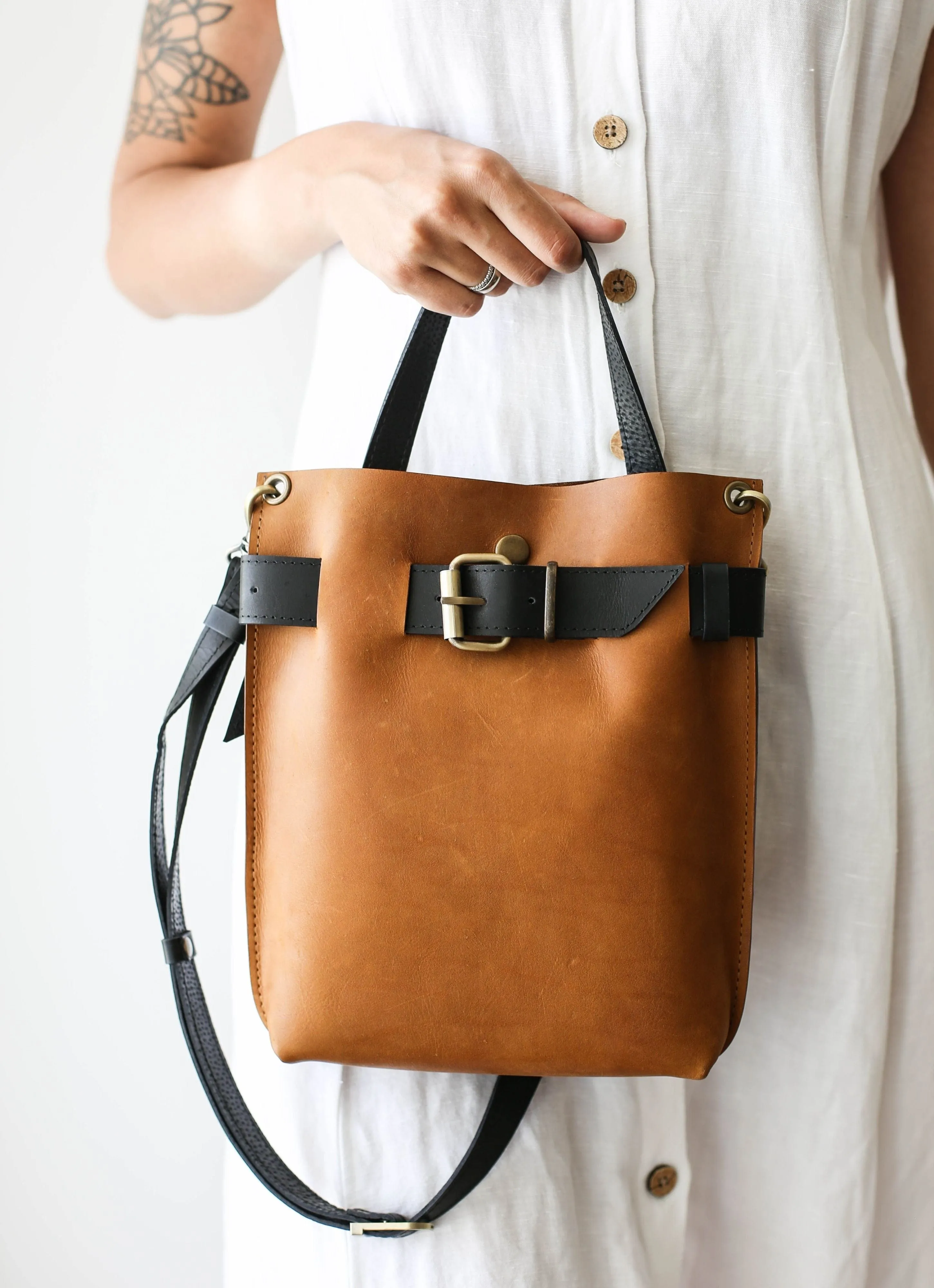 Brown Mini Leather Backpack (dual color)