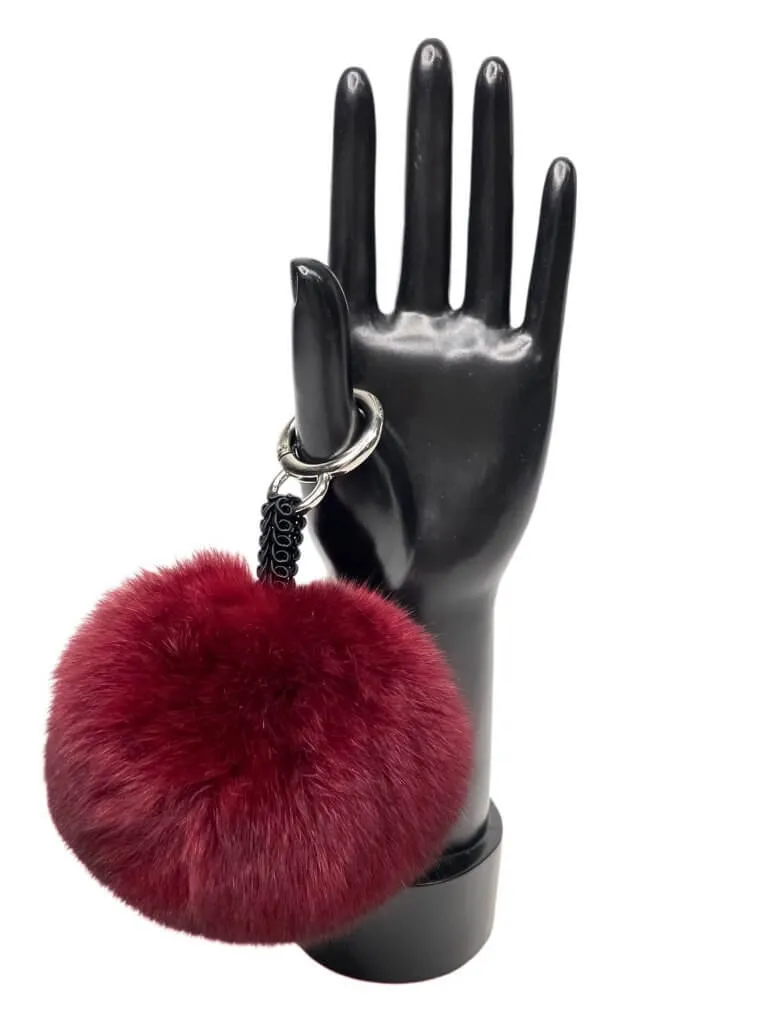 Burgundy Red Chinchilla Fur Bag Charm