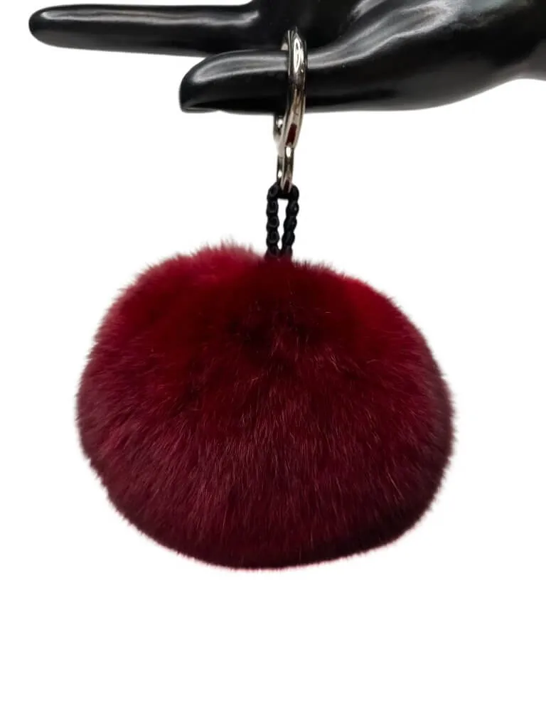 Burgundy Red Chinchilla Fur Bag Charm