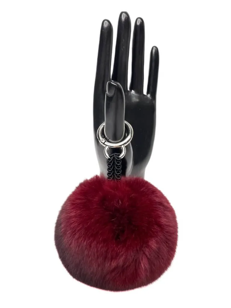 Burgundy Red Chinchilla Fur Bag Charm