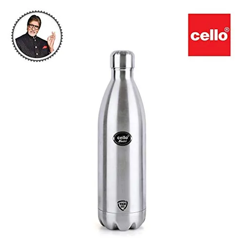 Cello Water Bottle Swift Stainless Steel Double Walled Flask, Hot and Cold, 750ml, 1pc, Silver