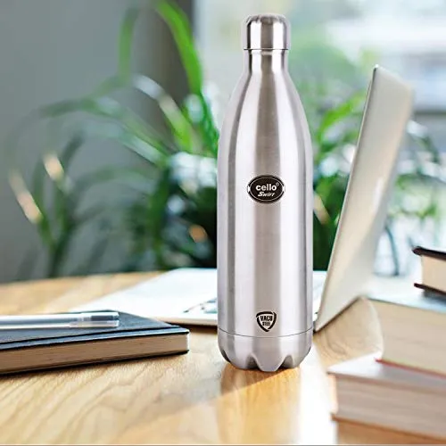 Cello Water Bottle Swift Stainless Steel Double Walled Flask, Hot and Cold, 750ml, 1pc, Silver