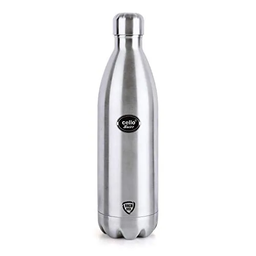 Cello Water Bottle Swift Stainless Steel Double Walled Flask, Hot and Cold, 750ml, 1pc, Silver