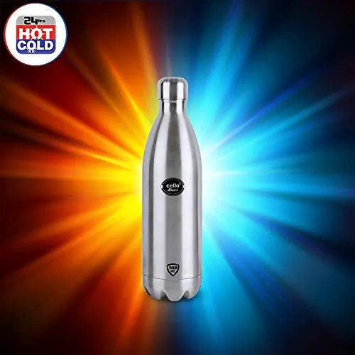 Cello Water Bottle Swift Stainless Steel Double Walled Flask, Hot and Cold, 750ml, 1pc, Silver