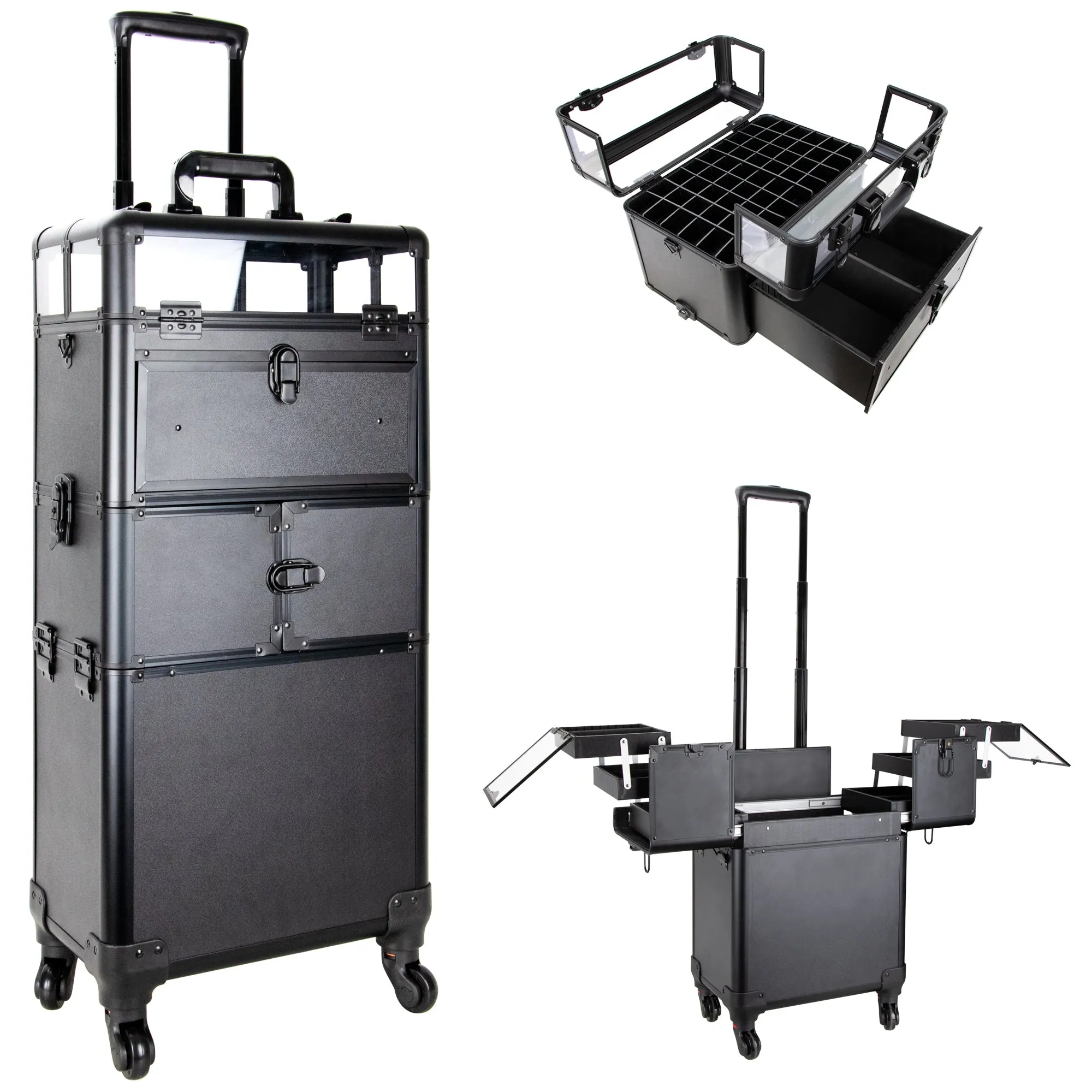 Centani Professional 4 Wheels Rolling Makeup Nail Case with Drawer and Extendable Trays by Ver Beauty-VT005