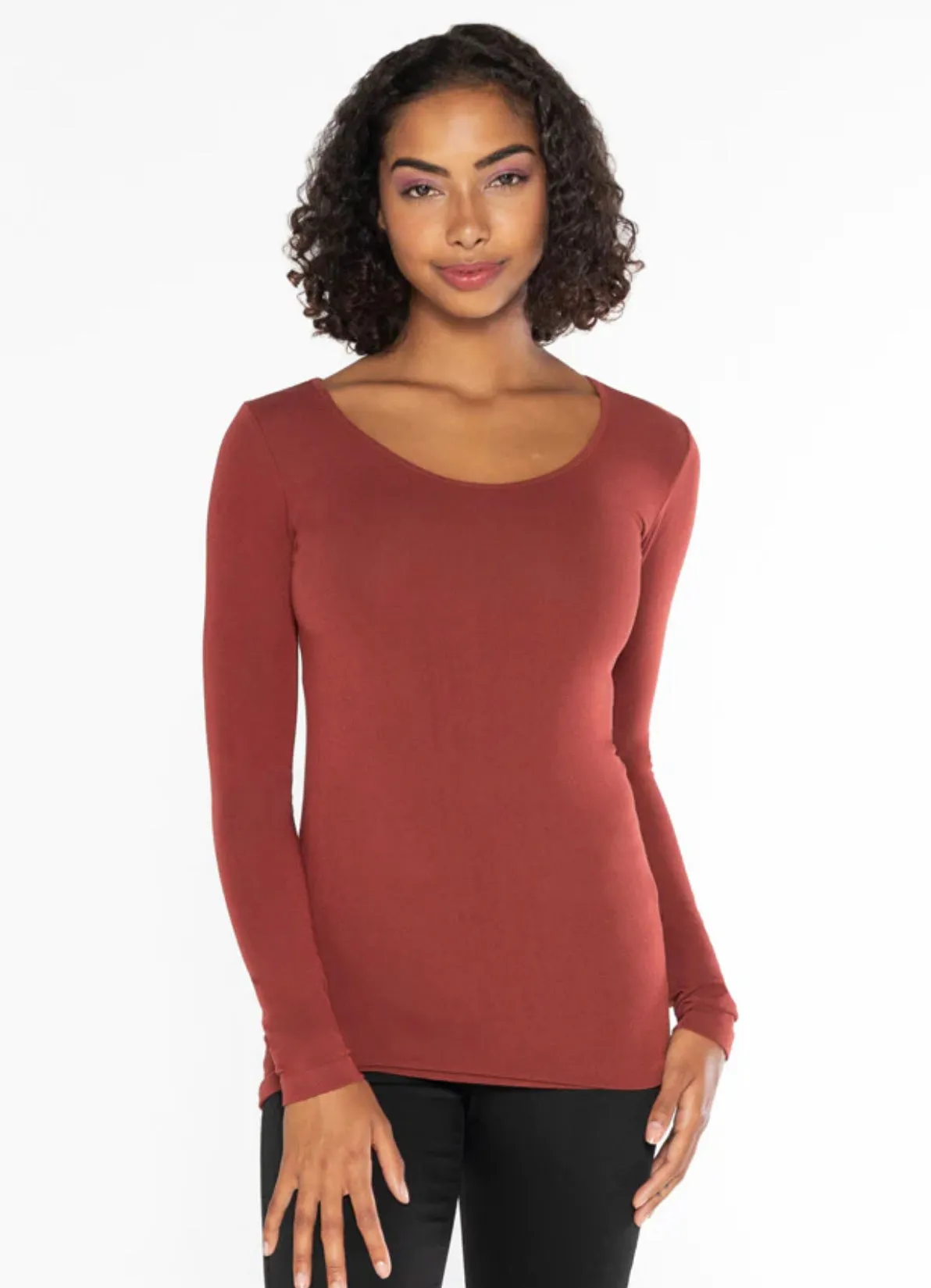 C'EST MOI BAMBOO LS SCOOP NECK TOP