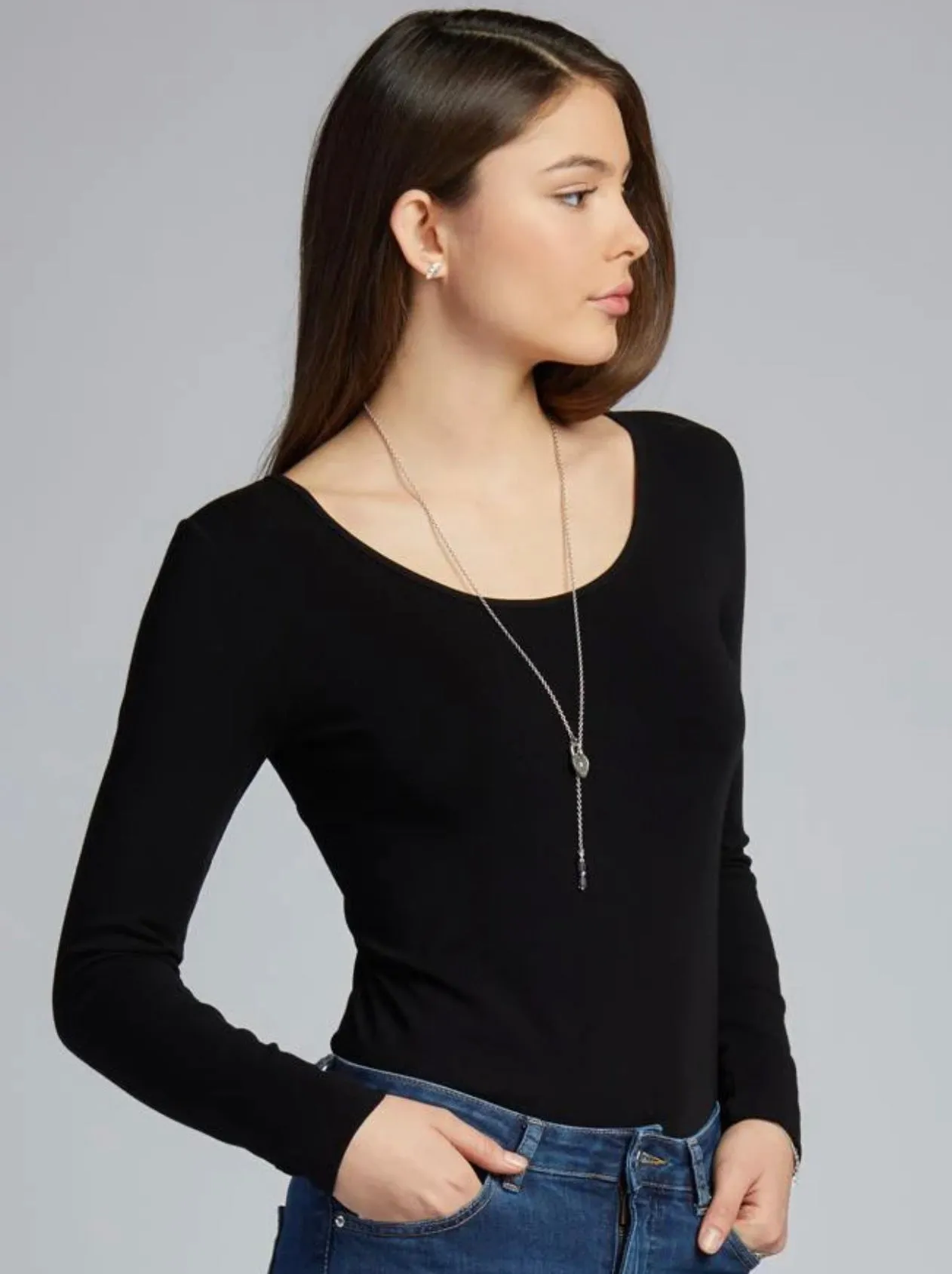 C'EST MOI BAMBOO LS SCOOP NECK TOP