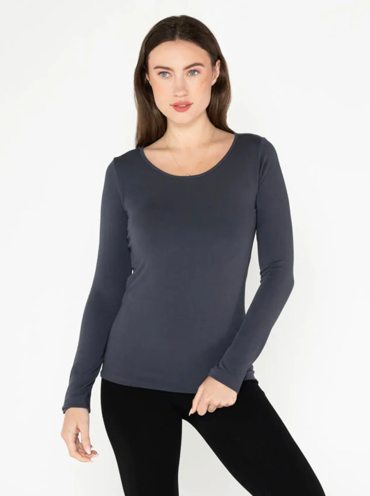 C'EST MOI BAMBOO LS SCOOP NECK TOP