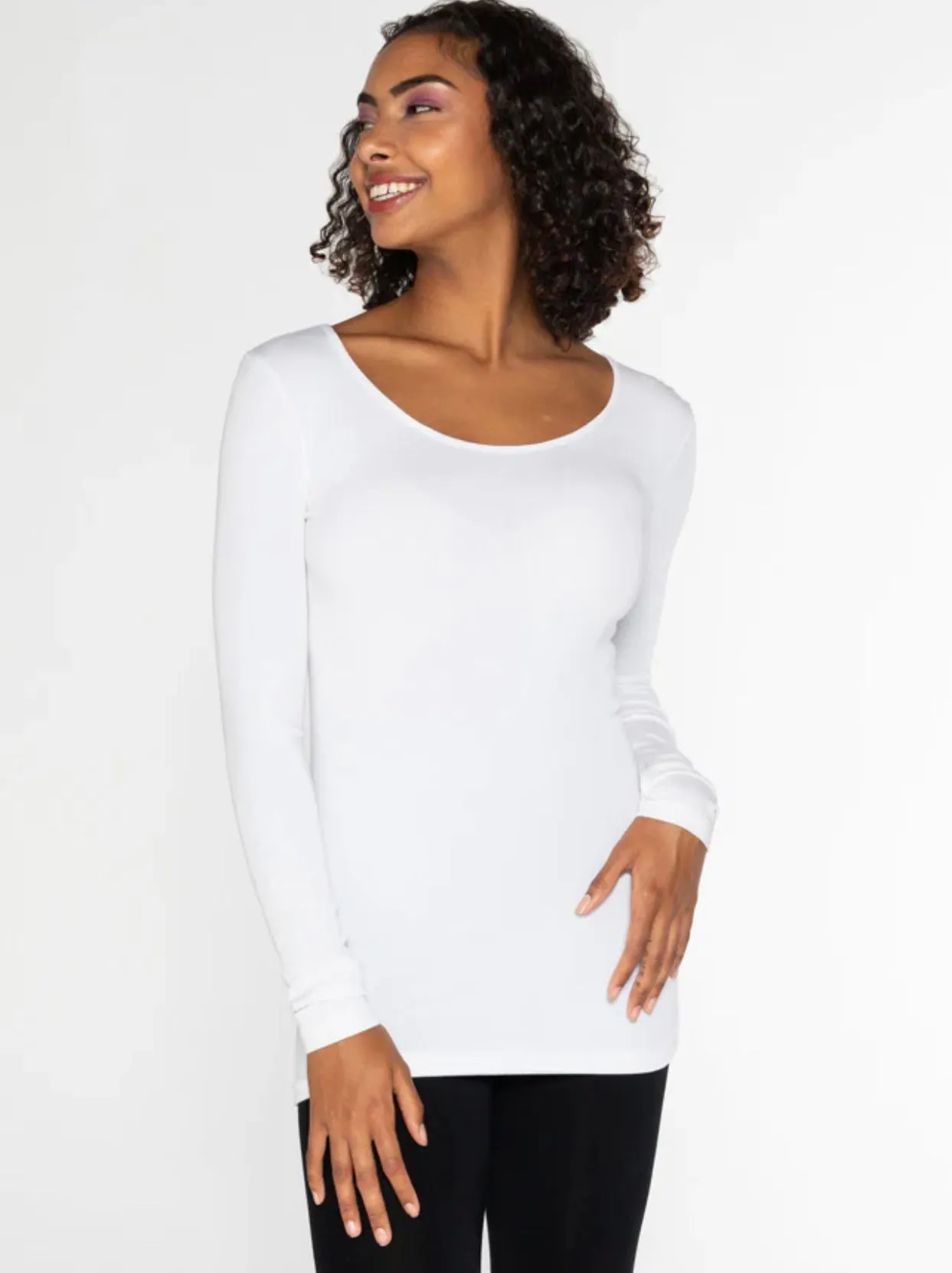 C'EST MOI BAMBOO LS SCOOP NECK TOP