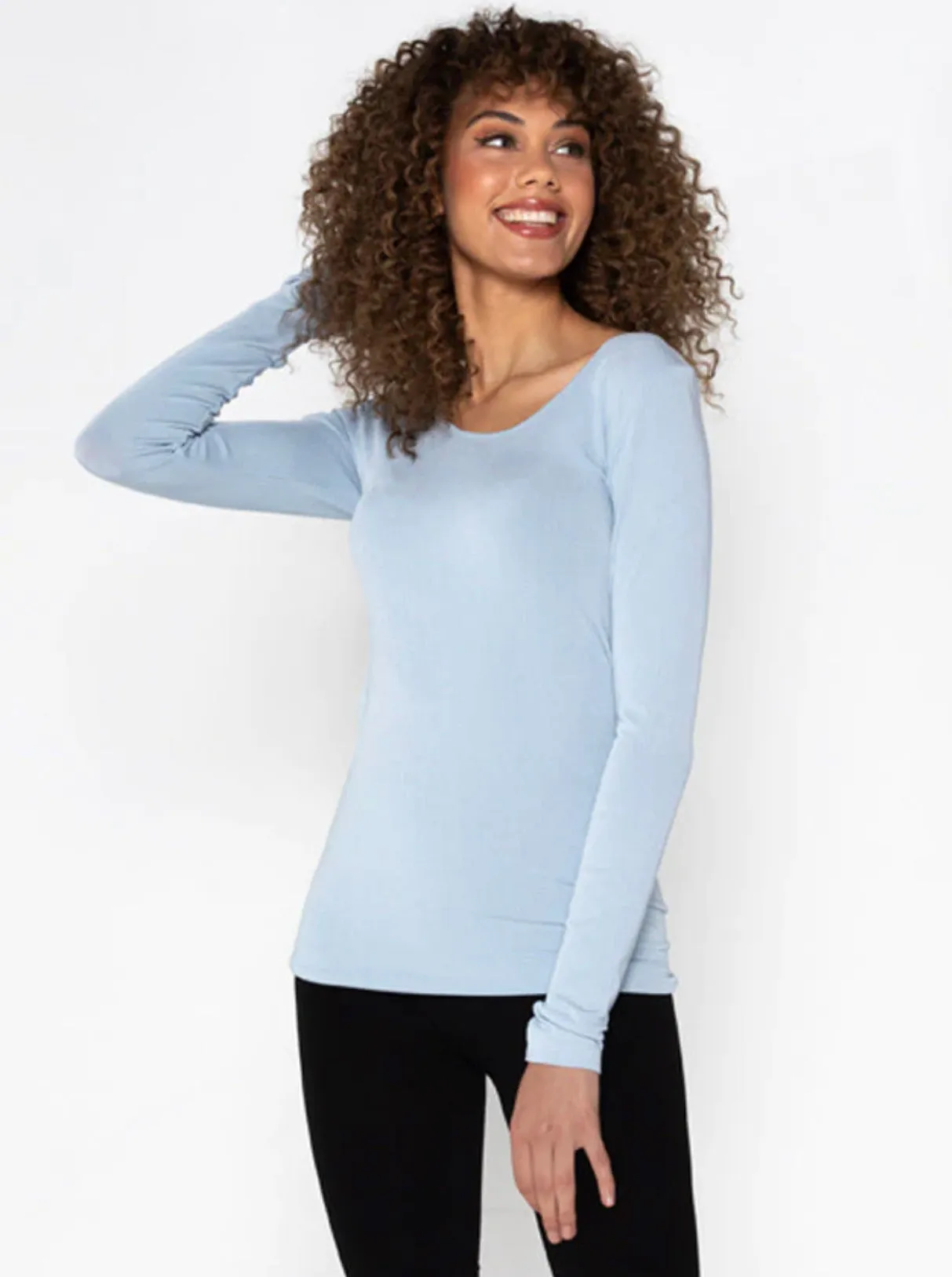 C'EST MOI BAMBOO LS SCOOP NECK TOP