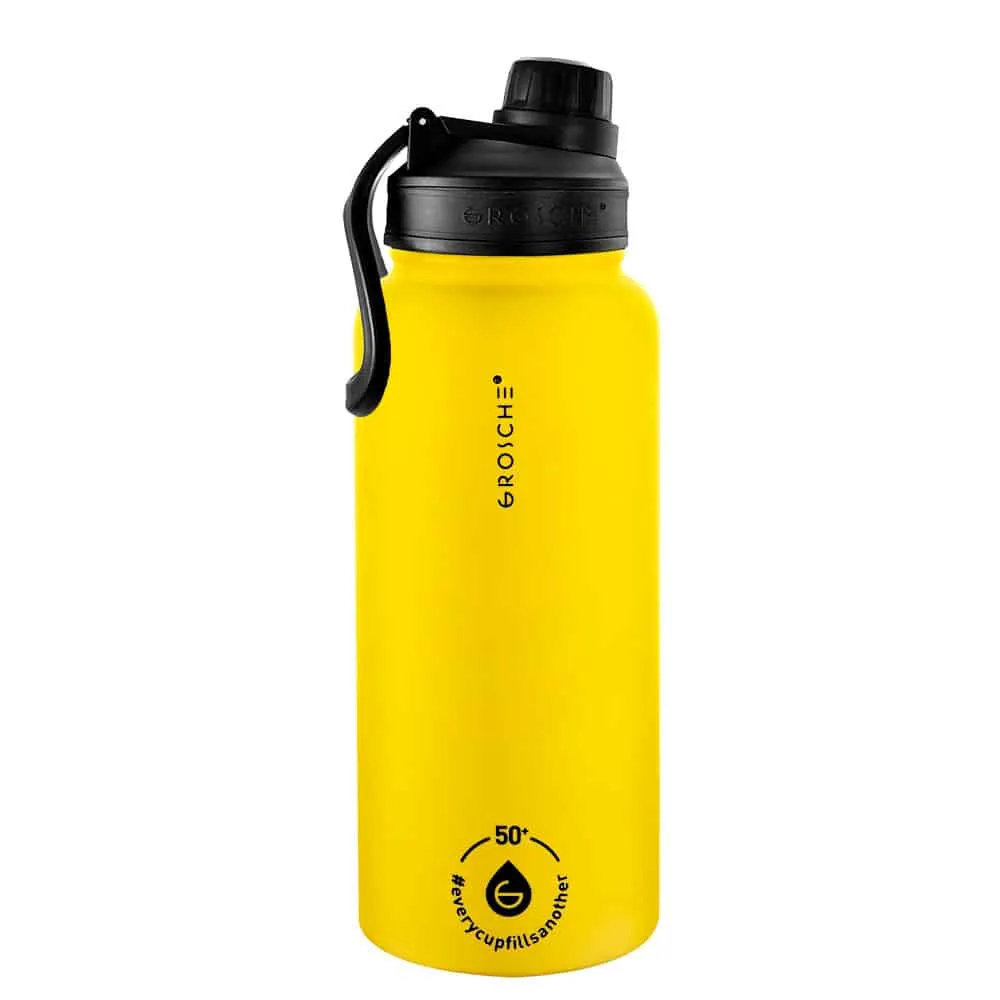 CHICAGO STEEL Insulated Water Bottle, Travel Flask, Tea Bottle with Chug Lid, 32oz