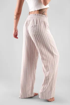 Chicory Striped Woven-Cotton Pyjama Trousers - Golden Glow Beige