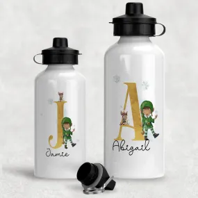 Christmas Elf Alphabet Personalised Aluminium Water Bottle 400/600ml