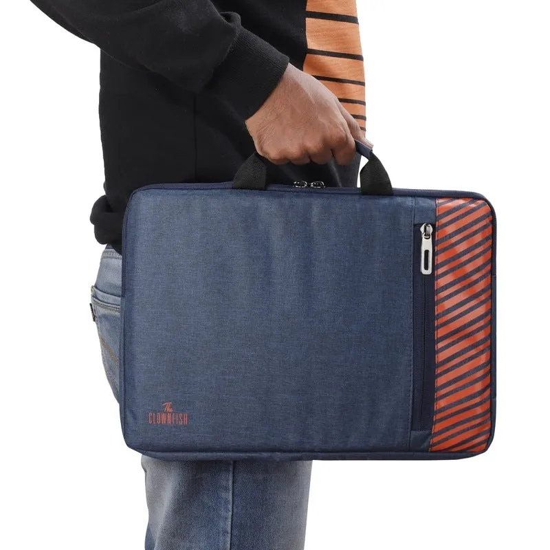 Combo: Polyester 14 inch Laptop Sleeve & Travel Pouch | Ideal for Business & Travel | Blue