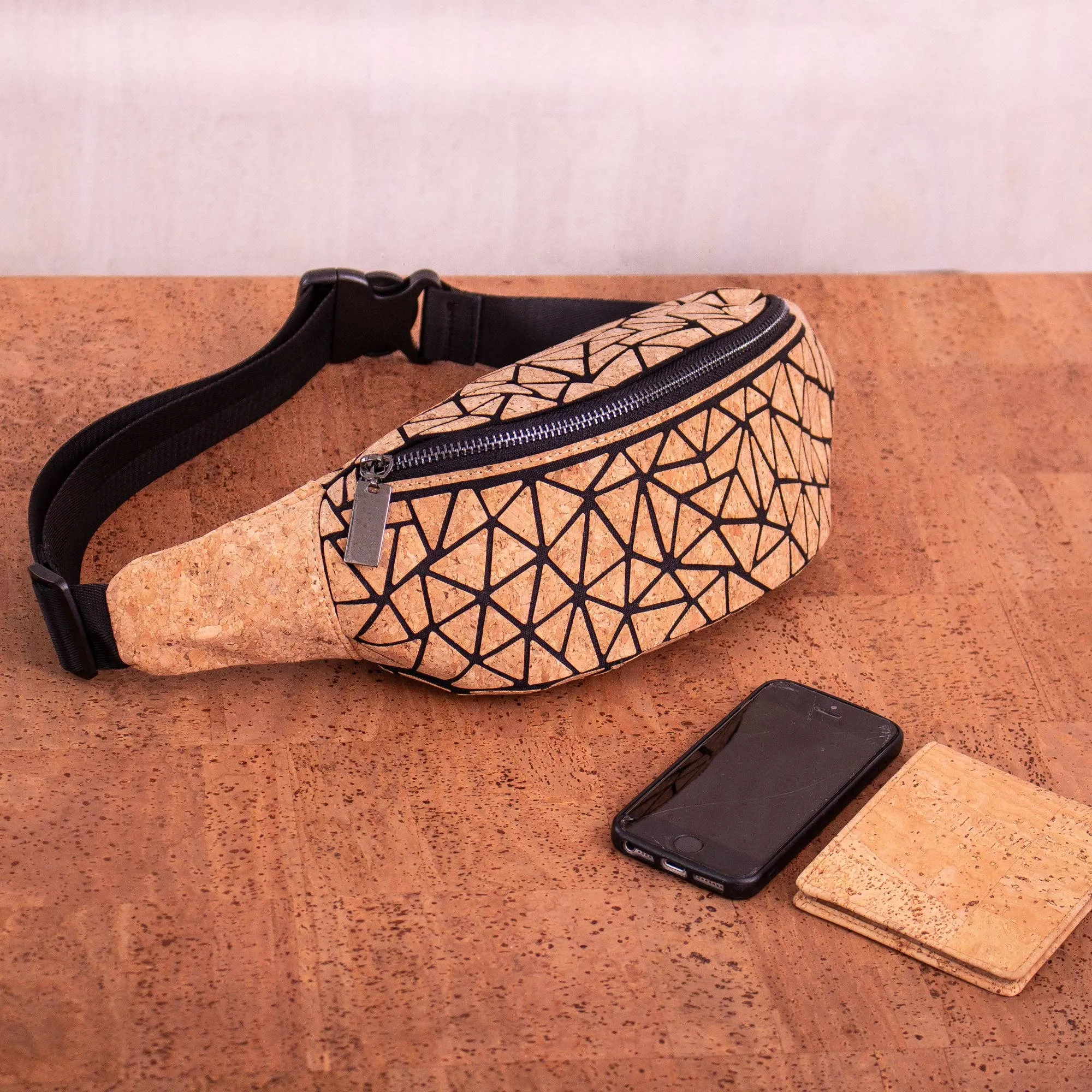 Cork Vegan Geometric Fanny Pack- BAG-2067