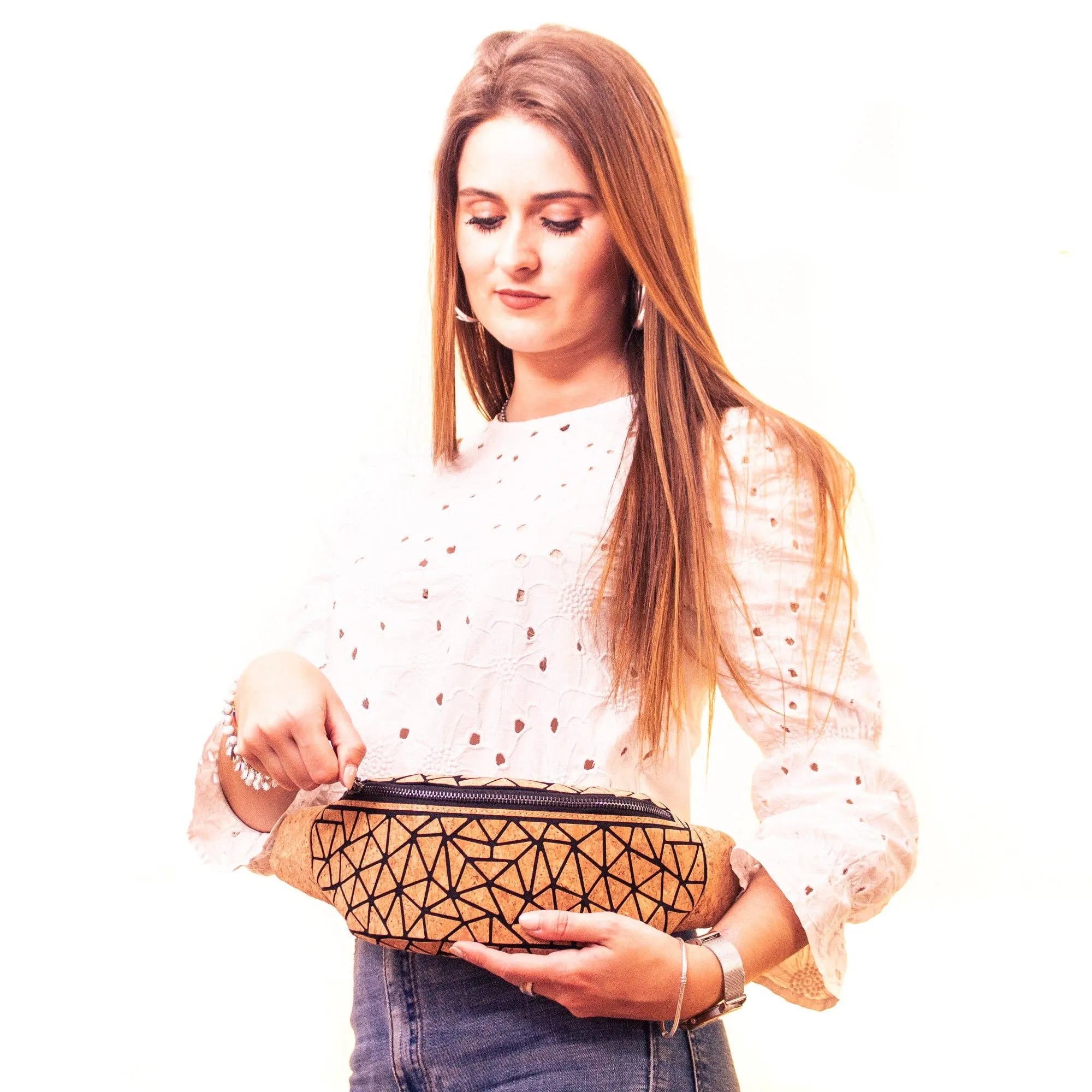 Cork Vegan Geometric Fanny Pack- BAG-2067