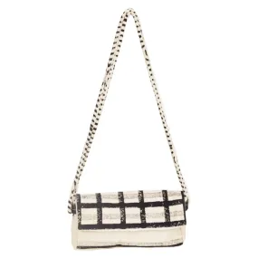 Cotton Canvas Sling Bag | White & Black | Checkered