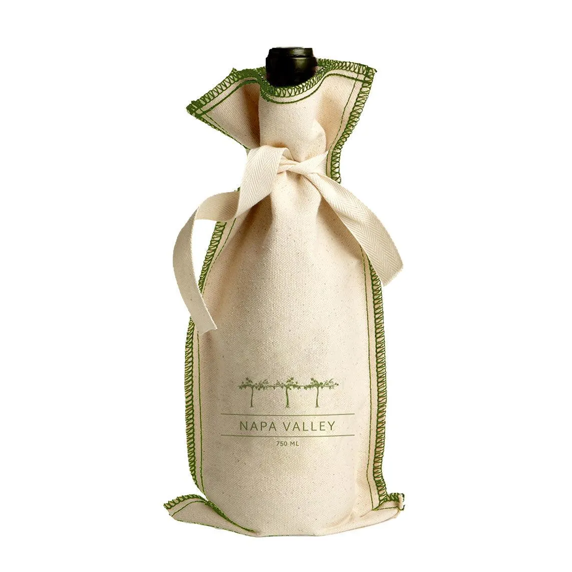 Cotton Tie Coverstitch Wine Gift Bag Napa Valley Vines