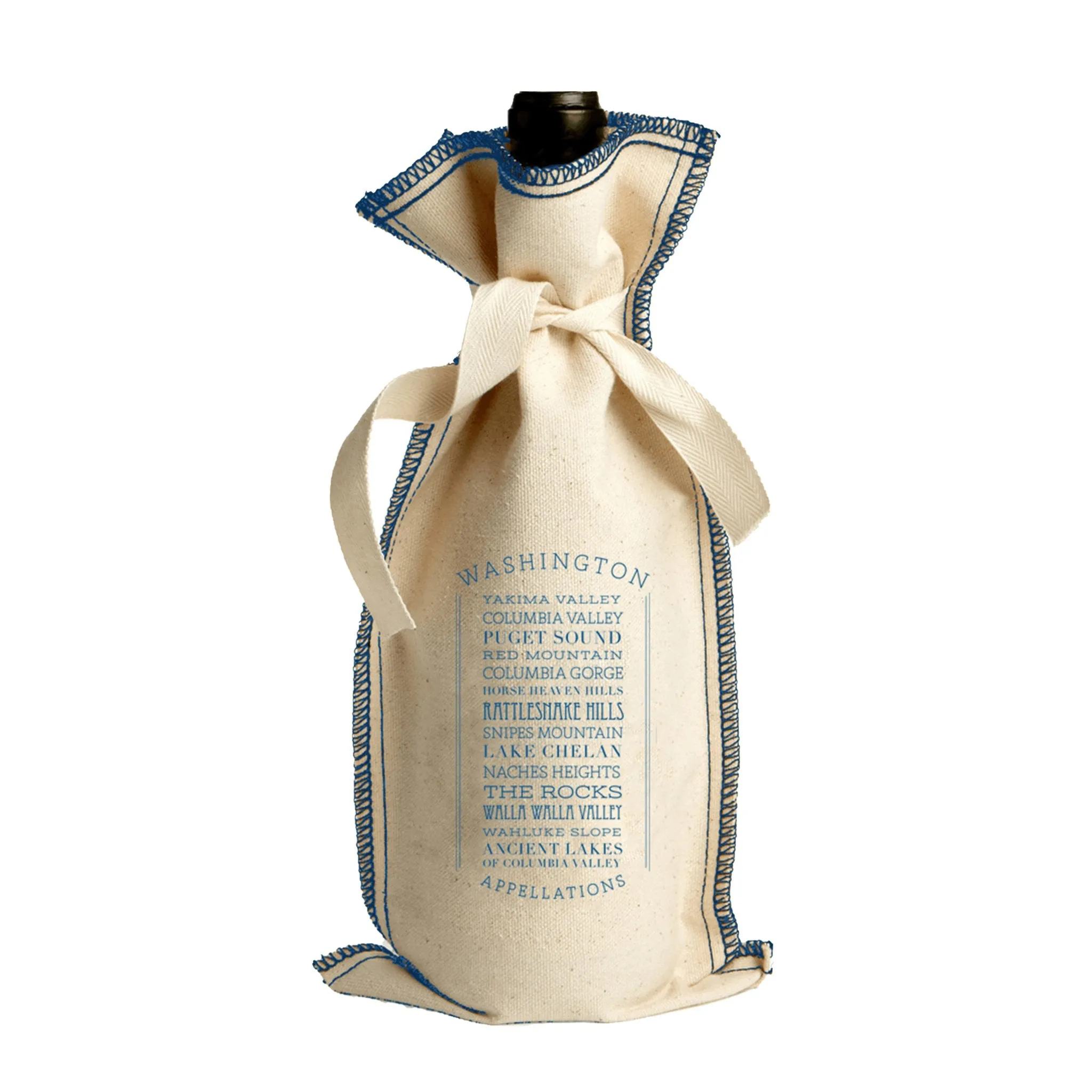 Cotton Tie Coverstitch Wine Gift Bag Washington Appellations