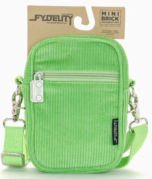 Crossbody Mini Brick Bag - Green Corduroy