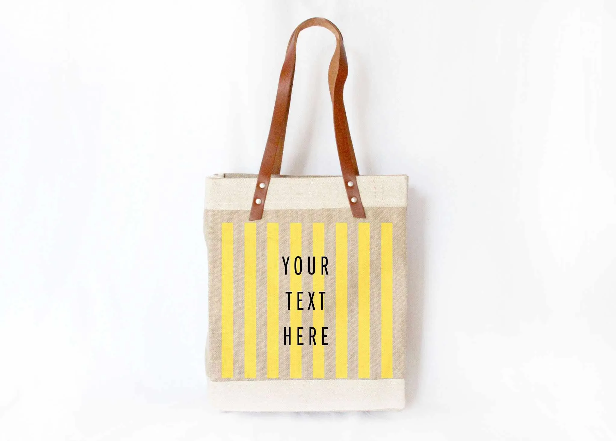 Customize Your Striped Long Handle Tote in Yellow