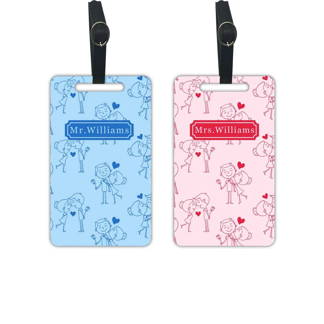 Customized Couple Passport Holder Luggage Tag Gift Box- Mr Mrs Passport Sleeve and Bag Tag Set