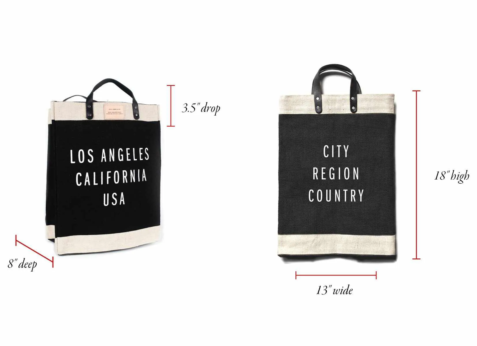 Customized Market Bag in Black - Wholesale