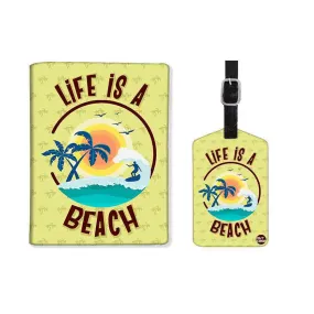 Cute Passport Holder Travel Case With Luggage Tag - Life Is a Beach