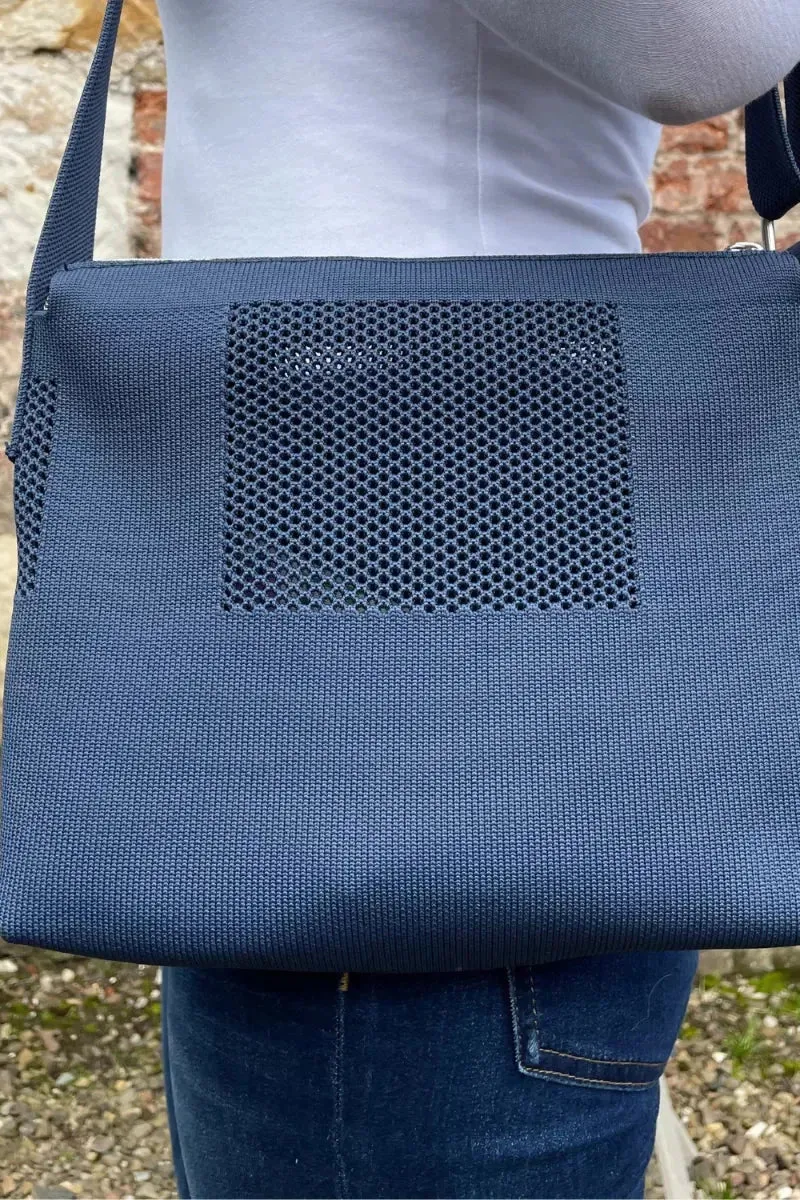 Earth Squared Navy Weave Messenger Bag